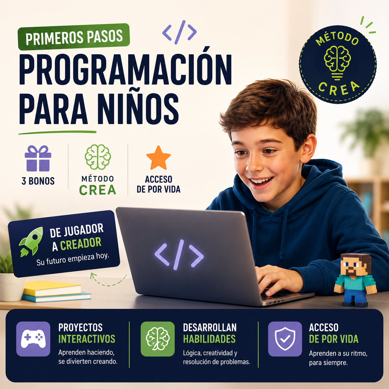 Primeros Pasos Programación para Niños + 3 Bonos + Método